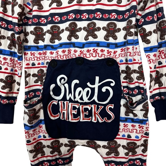 Lazy One Sweet Cheeks Drop Seat Open Back Cotton Gingerbread One Piece Pajamas S - Picture 6 of 10